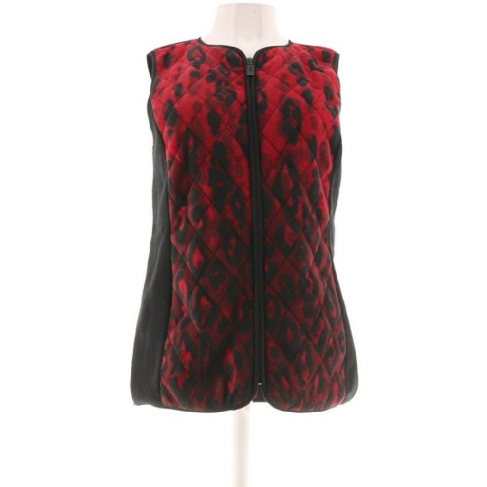 NWT BOB MACKIE ANIMAL PRINT ZIP UP FLEECE VEST XS